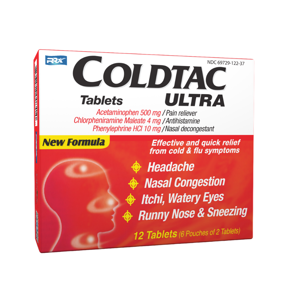 COLDTAC Ultra 12 Tablets — Cold & Flu Relief Medicine